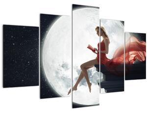 Obraz - Žena za svitu mesiaca (150x105 cm)