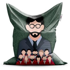 Sablio Sedací vak Money heist Profesor a jeho tím Zelená - 150x100 cm