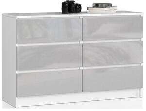 Komoda K120 6SZ CLP metalická, lesk