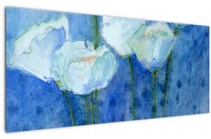 Obraz - Biele tulipány (120x50 cm)