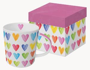 Hrnček z nového kostného porcelánu Aquarell Hearts
