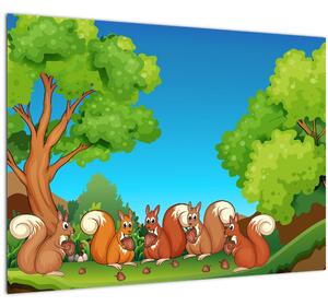 Obraz - Veselé veveričky (70x50 cm)