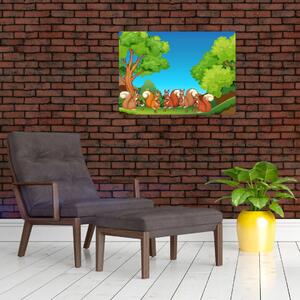 Sklenený obraz - Veselé veveričky (70x50 cm)