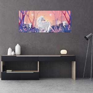 Obraz - Jednorožec v magickom lese (120x50 cm)