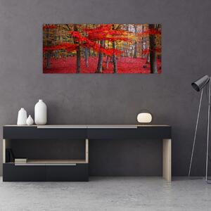 Obraz - Červený les (120x50 cm)