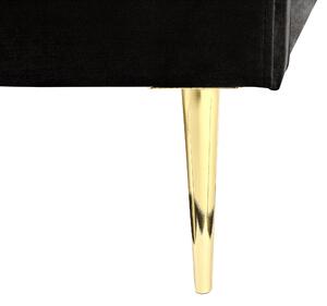 Posteľ čierna čalúnená zamatová 140 x 200 cm čalúnené čelo zlaté nohy lamelový rošt minimalistický dizajn