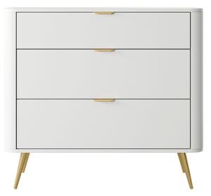 Biela komoda so zásuvkami Oval (3SZ), 93 cm
