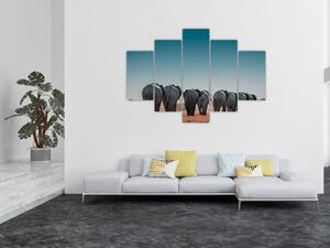 Obraz - Odchod slonov (150x105 cm)