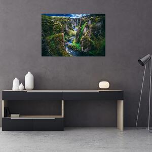 Obraz - Rieka v skalnatom údolí (90x60 cm)