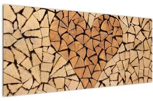 Obraz - Srdce z dreva (120x50 cm)
