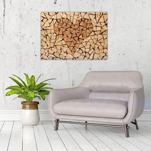 Obraz - Srdce z dreva (70x50 cm)