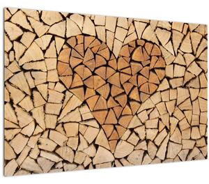 Obraz - Srdce z dreva (90x60 cm)
