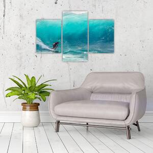Obraz surferov vo vlnách (90x60 cm)