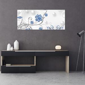 Obraz - Modré labute (120x50 cm)