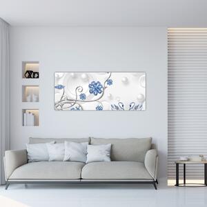 Obraz - Modré labute (120x50 cm)