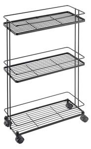 Matne čierny oceľový pojazdný regál 38x62x16 cm Lava – Metaltex