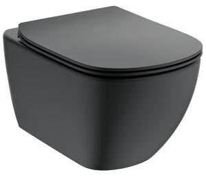 Ideal Standard Tesi - Závesné WC 36x53cm + sedátko, Hodvábná čierna T3546V3