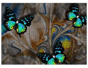 Obraz - Žiariví motýle na obraze (70x50 cm)