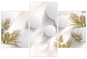Obraz - 3D kruhy s kvetinami (90x60 cm)