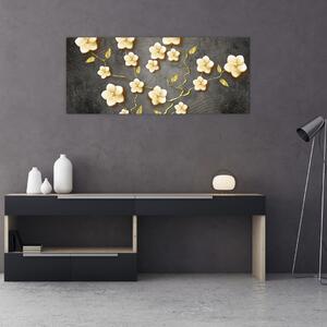 Obraz - Zlatý ker v čiernom pozadí (120x50 cm)