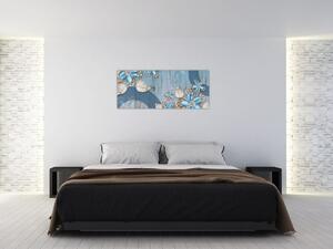 Obraz - Modré kvety (120x50 cm)