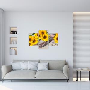 Obraz - Žiariace kvety slnečníc (90x60 cm)