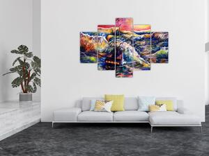 Obraz - Loď na oceánskych vlnách, aquarel (150x105 cm)