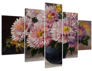 Obraz - Olejomaľba, Kvety vo váze (150x105 cm)