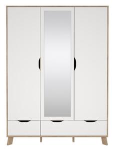 Biela/v prírodnej farbe šatníková skriňa v dekore duba so zrkadlom 147x201x58 cm Ikast – Tvilum