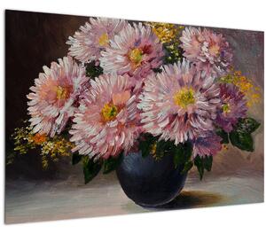 Obraz - Olejomaľba, Kvety vo váze (90x60 cm)