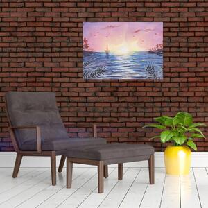 Obrázok - Západ slnka nad vodou, aquarel (70x50 cm)