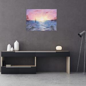 Obrázok - Západ slnka nad vodou, aquarel (70x50 cm)