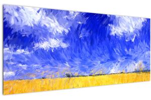 Obraz - Olejomaľba, Zlaté pole (120x50 cm)