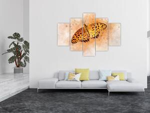 Obraz - Oranžový motýľ, aquarel (150x105 cm)