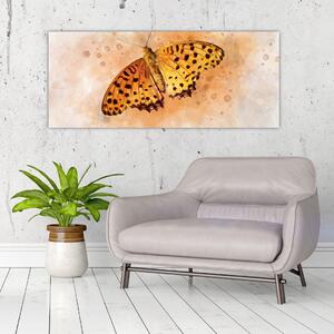 Obraz - Oranžový motýľ, aquarel (120x50 cm)