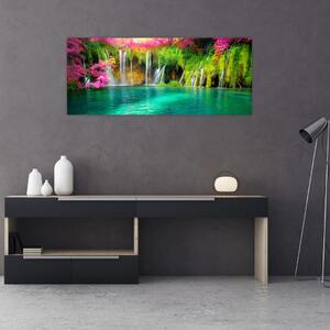 Obraz - Vodopád, Plitvické jazerá, Chorvátsko (120x50 cm)