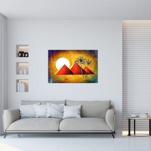 Obraz maľovaných egyptských pyramíd (90x60 cm)