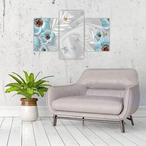 Obraz - 3D modré kvety (90x60 cm)