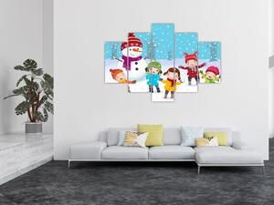 Obraz - Zimné detské radovánky (150x105 cm)