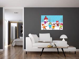 Obraz - Zimné detské radovánky (90x60 cm)