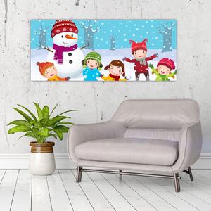 Obraz - Zimné detské radovánky (120x50 cm)