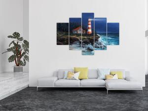 Obraz - Maják na brehu oceánu, aquarel (150x105 cm)