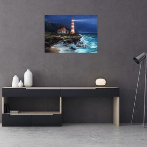 Obraz - Maják na brehu oceánu, aquarel (70x50 cm)