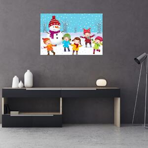 Obraz - Zimné detské radovánky (90x60 cm)