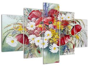 Obraz vázy s divokými kvetmi (150x105 cm)