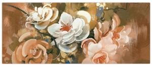 Obraz - Maľovaná kytica kvetov (120x50 cm)