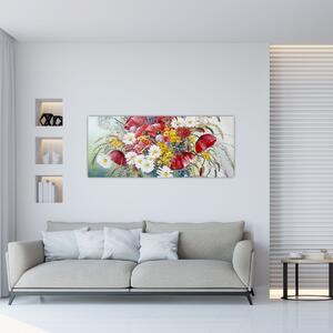 Obraz vázy s divokými kvetmi (120x50 cm)