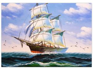Obraz lode na vlnách (70x50 cm)