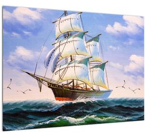 Obraz lode na vlnách (70x50 cm)