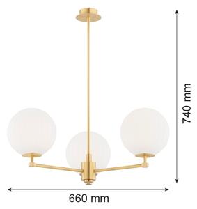 Argon 6307 - Luster na tyči PALOMA 3xE14/7W/230V zlatá/biela